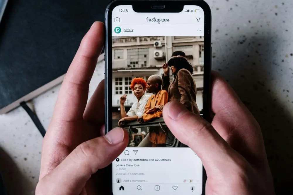 social media concept - instagram screen on mobile